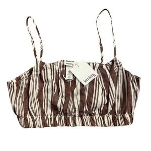 Lem Lem Striped Brown and White Top with Straps NWT Size S